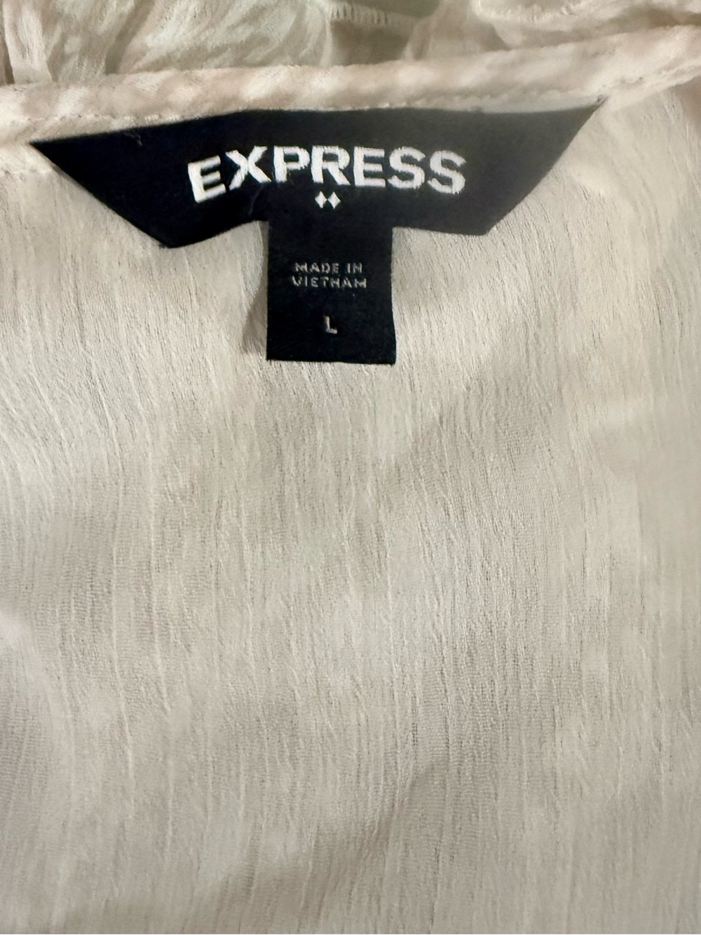 Express Cream Textured Ruffle V-Neck Blouse - Picture 3 of 3